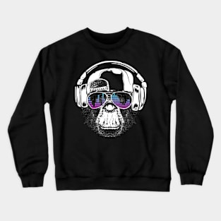 Monkey with headphones and cool sunglasses Crewneck Sweatshirt